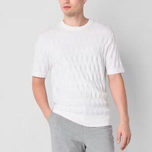 J. Ferrar Men's Crew Neck Short Sleeve Pullover Sweater White Size XL